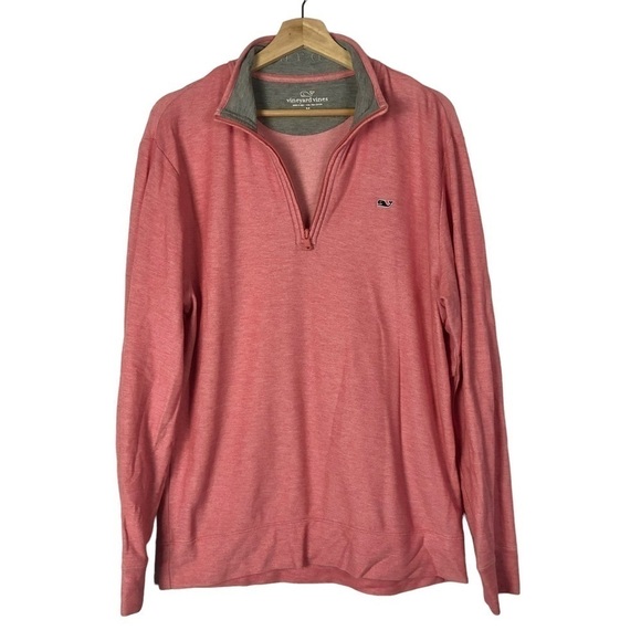 Vineyard Vines Washed Red Saltwater 1/4 Zip Pullover Sweater M - Picture 1 of 3